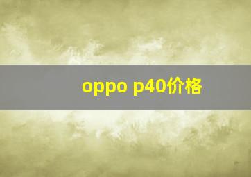 oppo p40价格